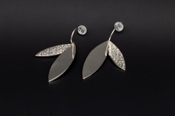 Boucles d'oreilles grande feuille en argent