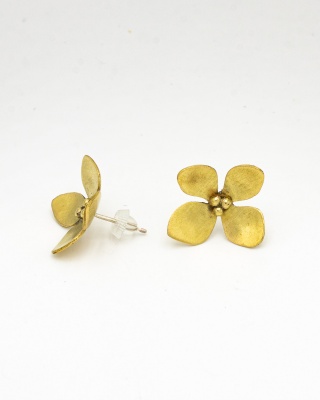 Boucles d'oreilles hortensias moyen modèles en laiton