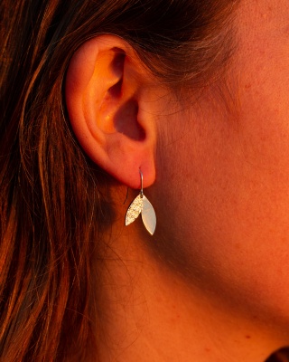 Boucles d'oreilles feuille petit modèle en argent