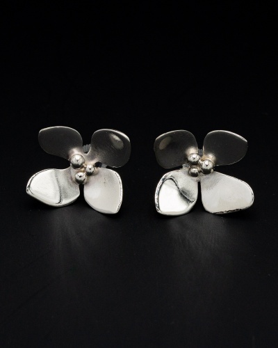 Boucles d'oreilles hortensias moyen modèle argent